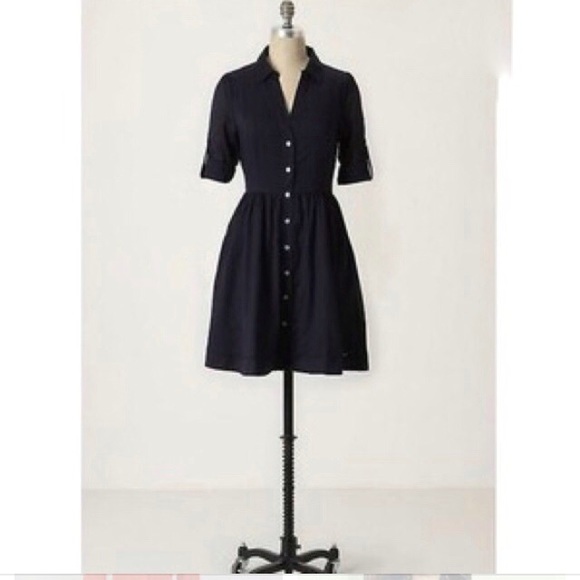 Anthropologie Shirt Dress Size 8 White Button